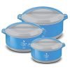 Milton Divine Jr Inner Steel Casserole Gift Set of 3 (430 ml, 830 ml, 1400 ml), Blue
