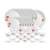 La Opala, Novo Collection, Opal Glass Dinner Set 35 Pcs, Dainty Swirls, White