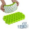 KAAJ Silicone Ice Cube Trays, Flexible Ice Cube Trays with 76 Ice Cubes for Chilled Drinks, Whiskey & Cocktails, Stackable Flexible Safe Ice Cube Trays Green Colour