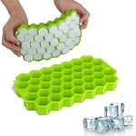 KAAJ Silicone Ice Cube Trays, Flexible Ice Cube Trays with 76 Ice Cubes for Chilled Drinks, Whiskey & Cocktails, Stackable Flexible Safe Ice Cube Trays Green Colour