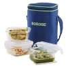 Borosil – Glass Lunch Box Set of 3, 320 ml, Microwave Safe Office Tiffin (12 x 12 x 6.5 cm, Transparent)