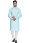 Vastramay Men Light Blue Cotton Kurta And Pyjama Set (Vasmk007Aqnpcwh_44)