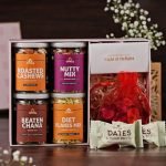 Omay Foods NUTRI TREATS Diwali Gift Box I Premium Diwali Gift Hamper I Healthy Snacks, Roasted Dry Fruits, Chocolates I Candles, Diya I Diwali Gift I Corporate Gift Hamper I Healthy Gift Hamper I Premium Gift