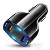 pTron Bullet Pro 36W PD (Type-C) Quick Charger, 3 Port Fast Charging Car Charger Adapter, Compatible with All Smartphones & Tablets (Black)