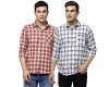 ELYYORK Men’s Cotton Check Regular Fit Casual Shirt| Full Sleeve Shirt for Formal & Casual Wear|Pack of 2|COM_LRC_111