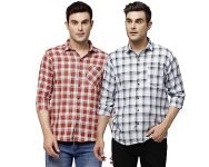 ELYYORK Men’s Cotton Check Regular Fit Casual Shirt| Full Sleeve Shirt for Formal & Casual Wear|Pack of 2|COM_LRC_111