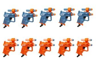 Nerf Elite Ace Sd-1 Party Pack, 10 Blasters And 20 Elite Darts, Priming Handle, Multicolor