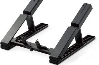 Striff Laptop Stand, Multi-Angle Adjustable Laptop Riser And Phone Holder, Ventilated Notebook Stand Tray For Macbook, Desktop Computer, Tablet(Black)
