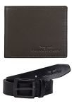 URBAN FOREST Henry Taupe Wallet and Belt Combo Gift Set for Men – Classic Taupe Leather Wallet and Leather Belt Combo