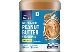Saffola Fittify Whey Protein Peanut Butter | 925G | Unsweetened | 33G Protein | Sugar Free | High Protein | Super Creamy, Brown