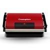 Crompton Quickserve 2 Slice Panini Maker With Floating Hinges | 700W Sandwich Maker | Golden Food Grade Non-Stick Coating Plates Sandwich Maker (Red)