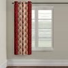 Cortina 1 Piece Damask Design Panel Eyelet Polyester Window Curtain – 5-Feet, Maroon