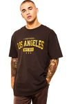 LEOTUDE Men’s Cottonblend Round Neck Oversized Tshirt (FS49_LSANGELES2_P_Brown_L)