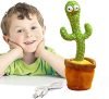 SHINETOY TikTok Dancing Cactus Plush Toy USB Charging,Sing 120pcs Songs,Recording,Repeats What You say and emit Colored Lights,Gifts (Talking Cactus)