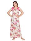 TAAUSHA Women’s Flower Printed Latest Western Ladies Maxi Night Gown Nighty for Women Cotton Sleep Wear Night Dress (Free Size, Baby Pink)