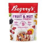 Bagrry’s Crunchy Muesli With 30% Fruit & Nut Cranberries 375gm Pouch |34% Fibre Rich Oats|No Sugar infused Fruits|Real Fruits|Breakfast Cereal|Protein Rich|Cranberry Muesli