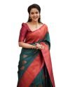 SGF11 Women’s Kanjivaram Soft Lichi Silk Saree With Blouse Piece (Rama Green)