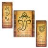 Indianara Set of 3 Ganesha Art MDF Art Painting (1090FL) without glass 4.5 X 12, 9 X 12, 4.5 X 12 INCH