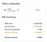 MediBuddy Deal : 73% Off On Full Body Health Checkup (Worth ₹2599) @699. Use Code : DP50Link : Lab Test Package Including (81 Tests Worth ₹2599). 👇👇Complete Blood Count (24 Tests).Urine Examination (20 Tests).Kidney Function Test (6 Tests).Liver Function Test (12 Tests).Others (19 Tests).Upto 61% Off + 50% Off On All Health Checkup Packages :