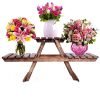 RESHUZ Multipurpose Wooden Folding Flower Pot/Vase Side Stand Home Decor Home Furnishing with 3 Decks