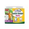 Lifree Extra Absorb Adult Diaper Pants Unisex, X-Large (Xl), 10 Pieces, Waist Size (90-125 Cm | 35-49 Inches)