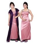 TRUNDZ Women’s Satin Solid Maxi Nighty (535_purple & pink_Free Size)