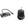 Quantum 4 Port USB Hub (1 Port 3.0 & 3 Port 2.0) & USB Wired Mouse, 1200 DPI Optical Sensor, Plug & Play Ergonomic Mouse for Comfortable All-Day Grip with 3-Button Design and clickable Scroll Wheel