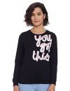 VERO MODA Women Cotton Crew Neck Sweatshirt(109714201 -Black)
