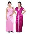 TRUNDZ Women’s Satin Solid Maxi Nighty (534_Dark Pink_Free Size)