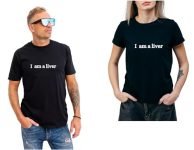 Orry’s I am a Liver Round Half sleved T-Shirt with Chest Print (Large) Black