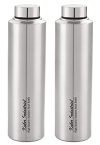Kuber Industries Stainless Steel Water Bottle, 900 ML- Pack of 2 (Silver)