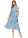 Toochki Women’s Sky Blue Georgette Floral Fit & Flared Western Dress | Dress for Women | A line Dress | Winter Dress | Western Dress | Latest Women Dress | Trendy Dress for Dress | Midi Dress