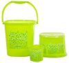 Nayasa Funk Square 3 Pcs Bathroom Set(Bucket 25L+Mug 1.5L+Stool) Green, Plastic