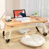 GHAGHRO Smart Multipurpose Foldable Laptop Table with Cup Holder, Study Table, Bed Table, Breakfast Table, Foldable and Portable/Ergonomic & Rounded Edges/Non-Slip/== (Wood)