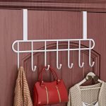 Everline Multi – Alloy Steel Functional Steel Over The Door Hook Hanger Organizer/Wall Hook Rack – Black (7 Hook)