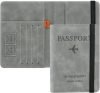 FLYNGO Passport Holder Cover Travel Wallet Organiser, Passport Case with RFID Blocking, PU Leather Travel Document Holder for Men & Women Travel Accessories (Grey)