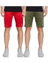 Amazon Brand – Symactive Men’s Activewear Gym Shorts (SYSP-07_Deep Red + Matte Olive_L)