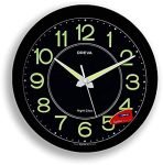 Oreva Night Glow Round Plastic Analog Wall Clock (30.6 cm x 4.25 cm x 30.6 cm, Black, AQ-1837)