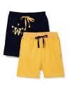 Cloth Theory Boy’s Regular Shorts (CTSH_027_Navy+Yellow_11 Years-12 Years)