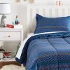 AmazonBasics Easy-Wash Microfiber Kid’s Comforter and Pillow Cover Set (Pillow not Included, Navy ZigZags, Small_Single Size, Pack of 1)