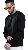 LEOTUDE Men’s Loop Knit Round Neck Sweatshirt(W11_Blak_P_Black_ L)