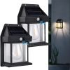 WIDEWINGS Solar Wall Lights Outdoor, 2 Pcs Wireless Dusk to Dawn Porch Lights Fixture, Solar Wall Lantern with 3 Modes & Motion Sensor, Waterproof Exterior Lighting (2 Pack – Black)