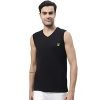 VIMAL JONNEY Regular Fit Cotton Solid Black Gym Vest for Men-V_SL_Black_01-L