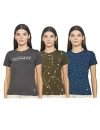Desi Belle Women’s Regular T-Shirt (DBCTTS-5 R/L NVYOLVDRKGRY_L_Navy Olive Dark Grey L)