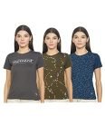 Desi Belle Women’s Regular T-Shirt (DBCTTS-5 R/L NVYOLVDRKGRY_L_Navy Olive Dark Grey L)
