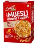 Kwality Crunchy Muesli, Almonds Raisins and Honey – Goodness of Multigrain, High in Fibre, Source of Vitamin, Iron and Protein 400g [Pack of 1]