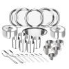 Lifelong Dinner Set of 36 Pcs | Stainless Steel | 6 Full Dinner Plates| 6 Glasses| 12 Vegetable Bowl| 6 Dinner Spoons| 2 Serving Spoon |2 Serving Bowl with Lid (LLDINSET36, Silver)