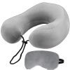 Trajectory Travel Neck Pillow with Sleeping Eye Mask Combo for Travel in Flight car Train Airplane with 2 Years Warranty for Sleeping for Men and Women (Grey)