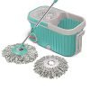 Spotzero By Milton Elite Spin Mop With Bigger Wheels And Plastic Auto Fold Handle For 360 Degree Cleaning (Aqua Green, Two Refills)