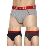 Van Heusen Men Briefs – Cotton Elastane – Pack of 3 – Colour Fresh, Durable Elasticized Waistband, Ultra Soft_10012_Dark Navy, Ebony Grey, Grey_S
